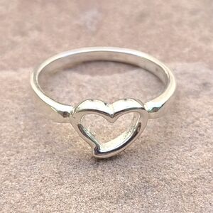 925 Sterling Silver Open Heart Ring, Size 8.75